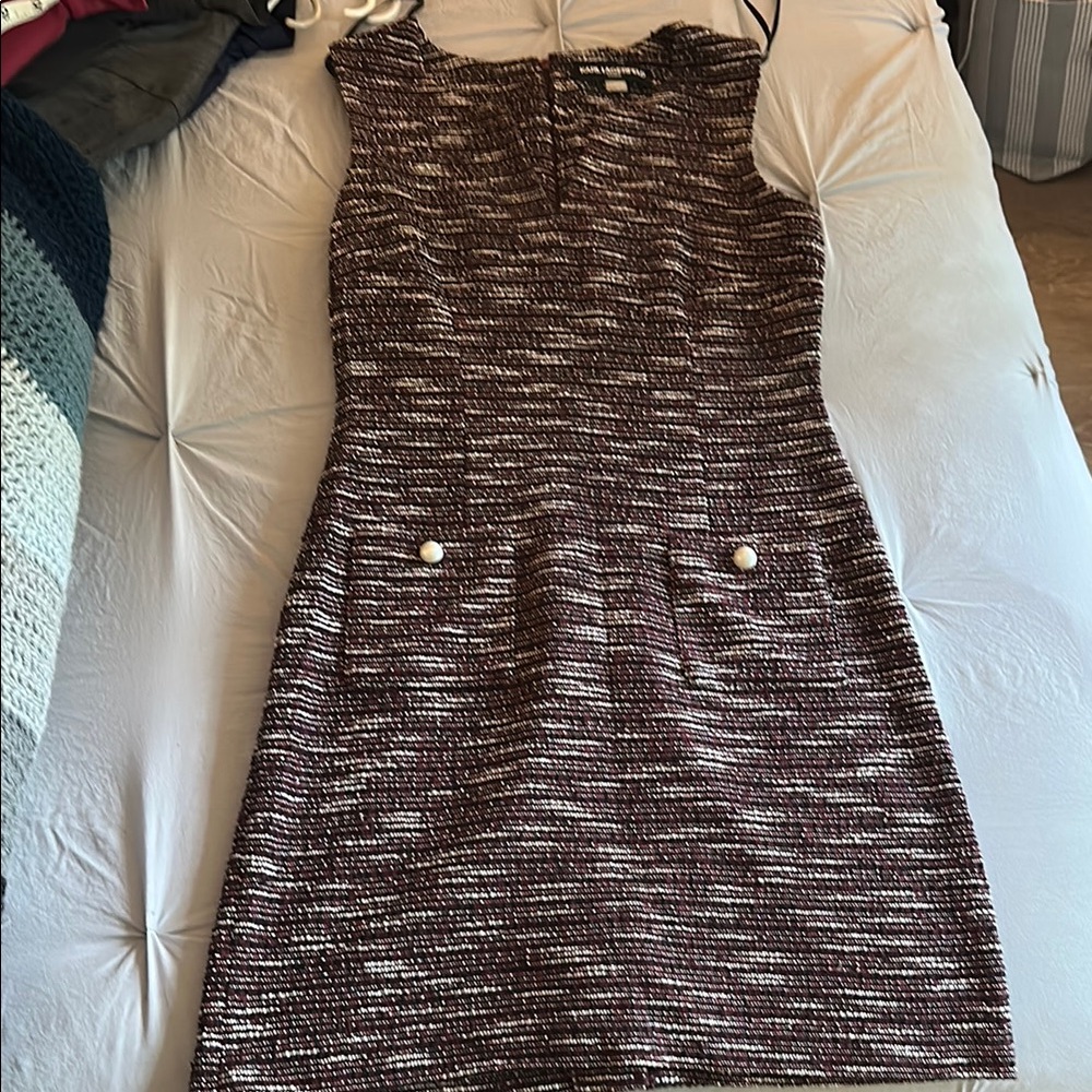 Karl Lagerfeld V-Neck Tweed Dress